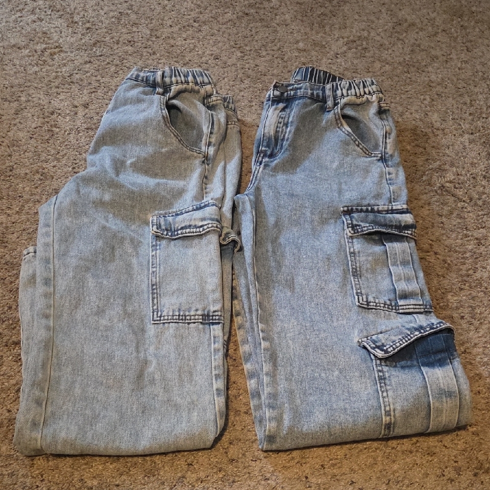 SHEIN Kids Light Blue Cargo Jeans Size 14